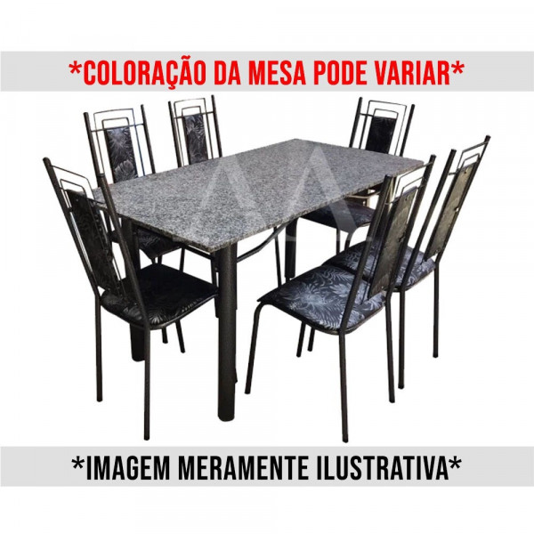 CJ MESA 6C SERRA TUBOS BELGICA NEW GRANITO 140X75 PRIMAVERA PRETO/PRATA PRETO MARTELADO