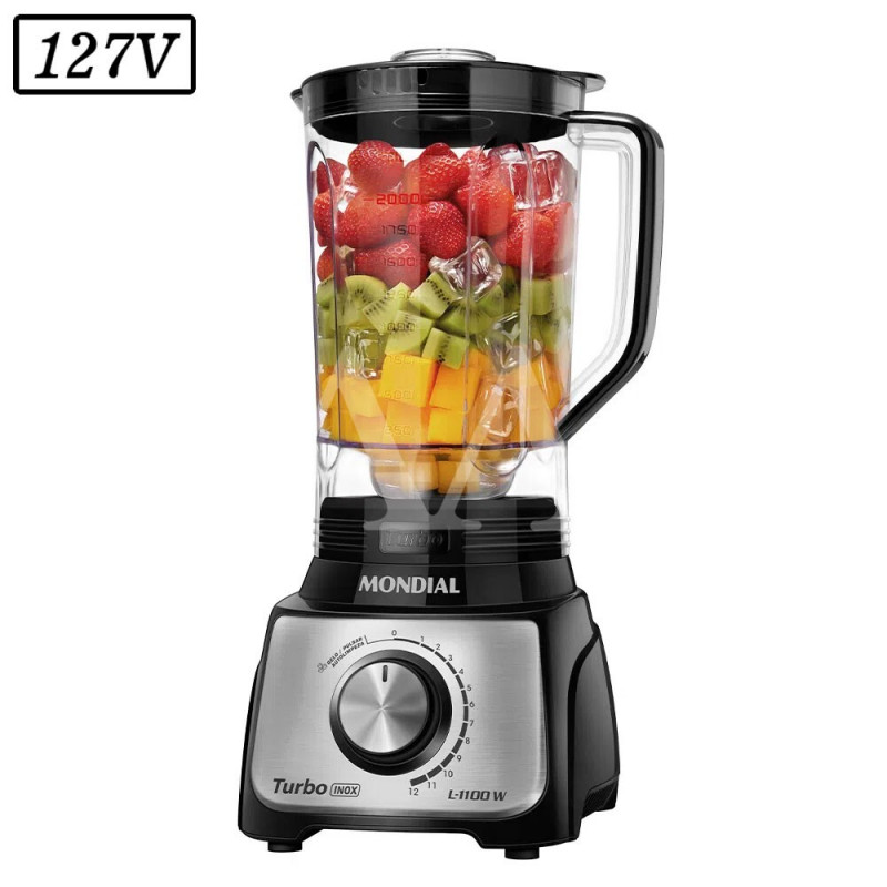 LIQUIDIFICADOR MONDIAL L-1100 BI 12 VEL 127V PRETO/INOX